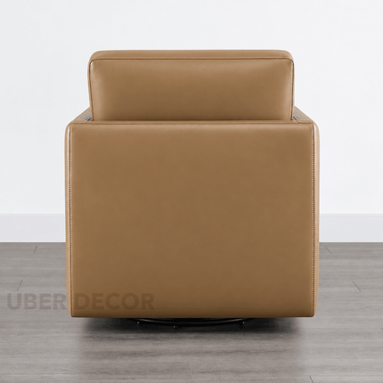 Lirene Accent Chair Tan Brown Leatherette 360 Degree Swivel Chair Modern Living Room - product image 4