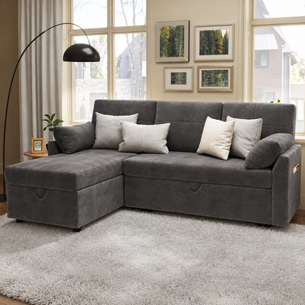 Tuscany Sleeper Sofa- Convertible Sofa Bed with Pull Out Couch with Storage Space for Bed Room, Guest Room or Living Room