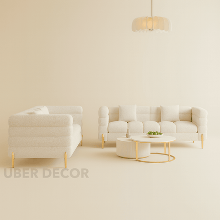 Tampa 3 Seater Luxury Modern Japandi Sofa for Living Room with Gold Legs Customisable Designer Sofa