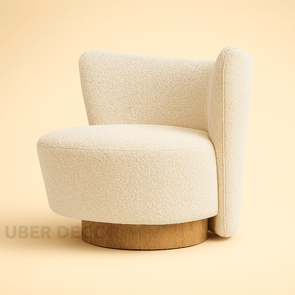 LARA – Modern Lounge Chair with Oak Base for Living Room, Hotel, Bedroom & Vanity Spaces