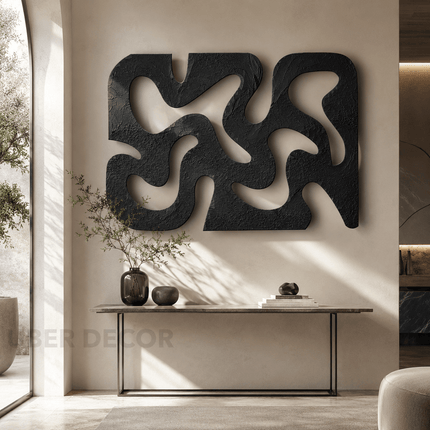 Organic Maze Japandi Wall Art – Abstract Cutout Relief for Living Room