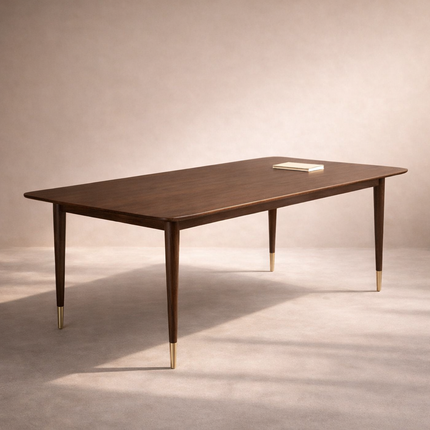 Nerik Dining Table Rectangular Slab Design Mid Century Modern American Inspired Solid Wood Legs Natural Finish Dining Furniture for Dining Room