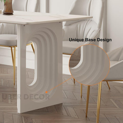 Welkin Home Rectangular Marble Top Dining Table Modern Mid-Century European Luxury Table for Dining Room Kitchen Dining Area & Formal Dining Hall