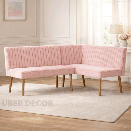 Veda Tranquil Mid Century Corner Bench Contemporary Customisable Seating for Dining Living Lounge and Hospitality Spaces