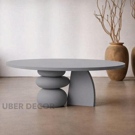 Chindwin Sculptural Organic Wooden Artistic Center Table with Pebble Base for Modern Living Rooms
