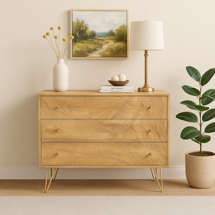Linea Luxe Modern Minimalist Solid Wood Chest of Drawers Ideal for Bedroom, Living Room & Entryway