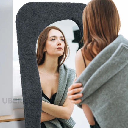 Soft Sculpt Boucle Full Length Dressing Mirror - Upholstered Modern Unique Standing Mirror for Bedroom