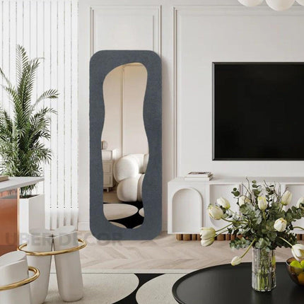 Soft Sculpt Boucle Full Length Dressing Mirror - Upholstered Modern Unique Standing Mirror for Bedroom