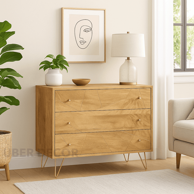 Linea Luxe Modern Minimalist Solid Wood Chest of Drawers Ideal for Bedroom, Living Room & Entryway