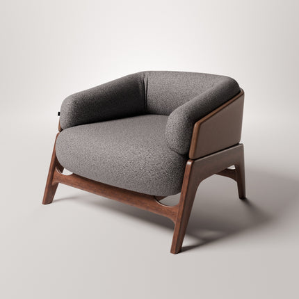 Lotus Nest Accent Chair Japandi Minimalist Scandinavian Solid Wood Legs Fixed Base Living Room Chair and Bedroom Chair