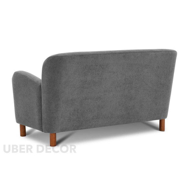 Narae 59" 2-Seater Curved Loveseat – Contemporary Organic Sofa with Wooden Base for Living Room - Uber Decor