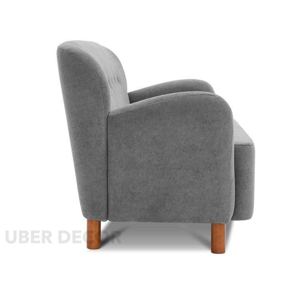 Narae 59" 2-Seater Curved Loveseat – Contemporary Organic Sofa with Wooden Base for Living Room - Uber Decor