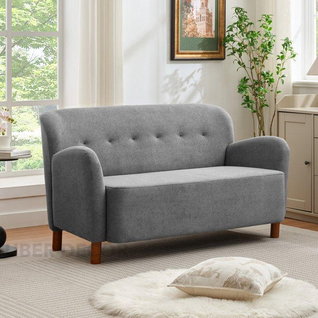 Narae 59" 2-Seater Curved Loveseat – Contemporary Organic Sofa with Wooden Base for Living Room - Uber Decor