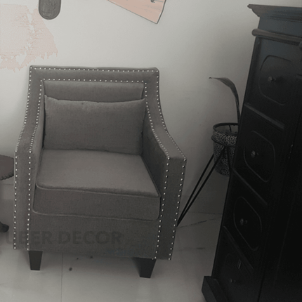 Rhesia- Traditional Style Square Shaped Embellished Upholstered Armchair for Living Room or Study