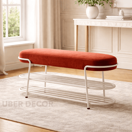 NordSleek Shoe Organizer Stool | Advanced Nordic Design for Entryway & Clothing Store | Multifunctional Furniture Piece