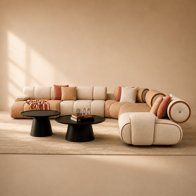 Alicante Luxury Modern Modular Sofa with Rounded Cushion Design Customisable Designer Couch for Premium Lounge Spaces