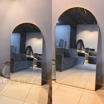 Grand Archway Wide Metal Frame Full Length Bedroom Mirror- Extra Large Arched Mirror