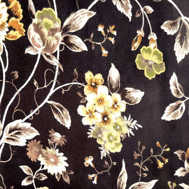 Istanbel Martar - Floral Textured Printed Suede Upholstery Fabric- Vintage Autumn Floral