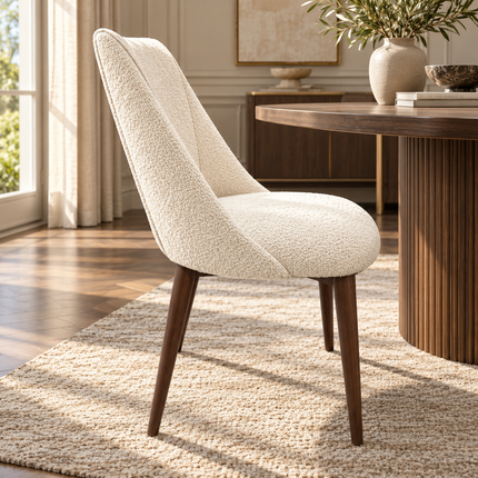 Renzo Off White Boucle Dining Chair Modern Upholstered Ready to Ship Chair for Dining Room - product image 2