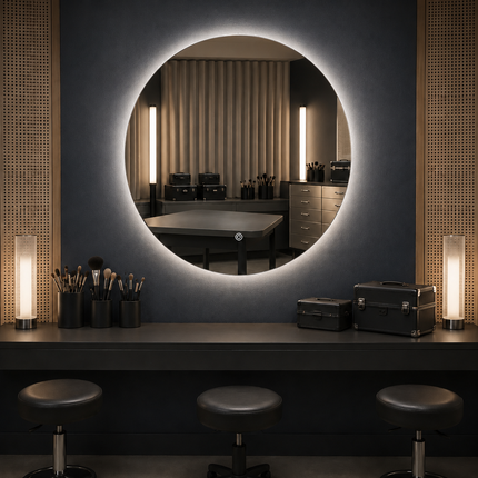 Gleamia Diamond round led mirror frontlit or backlit touch button led frameless bathroom vanity mirror