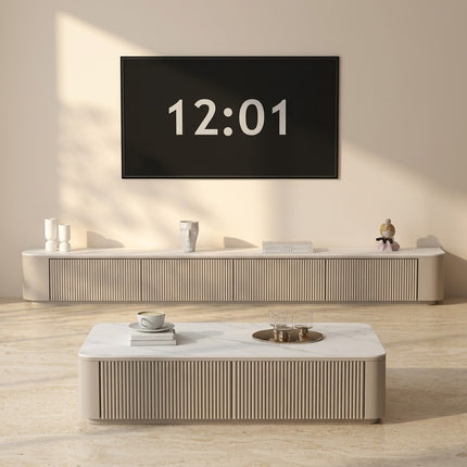Elano Ridge – Modern TV Cabinet, Fluted Panel Console, European Inspired Design, Low Base, Living Room Entertainment Unit