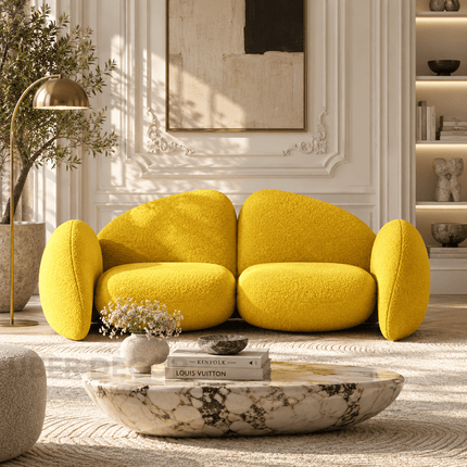 Rumi Modern Wabi Sabi Pebble Sofa Luxury Sculptural Sofa for Living Room, Lounge Area