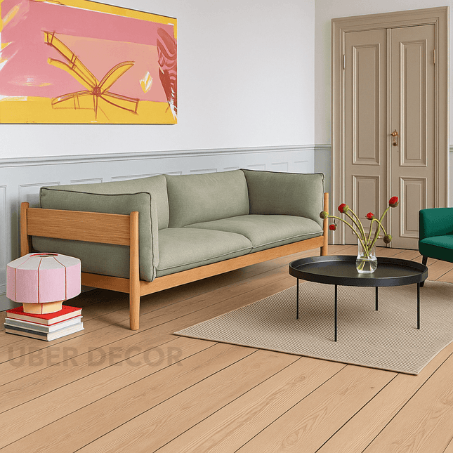 Kingman Mid-Century Modern Sofa Minimalist Wooden Frame Couch for Living Room