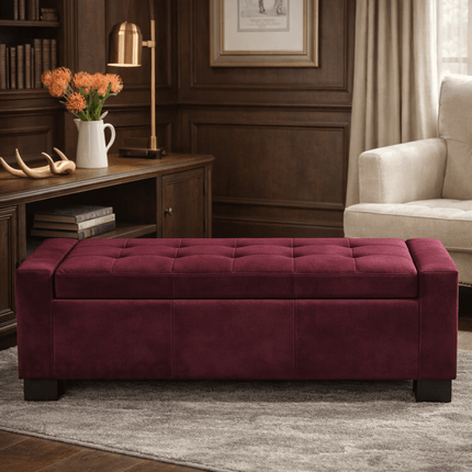 Rowan Rectangular Storage Bench with Lift Top Lid Classic Organizer for Bedrooms, Living Rooms & Entryway Corners