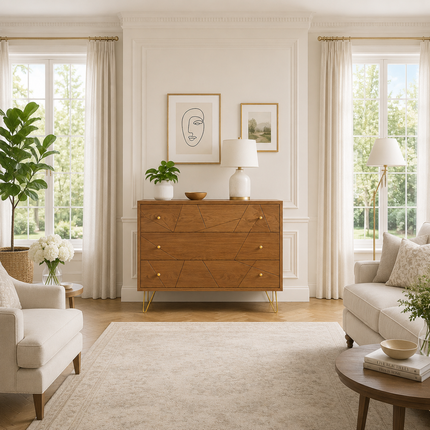 Linea Luxe Modern Minimalist Solid Wood Chest of Drawers Ideal for Bedroom, Living Room & Entryway