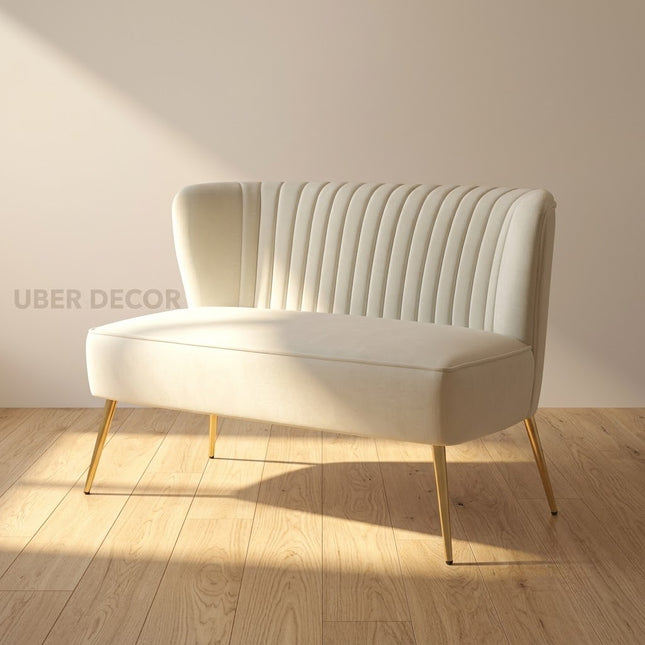 Cayra 47" Loveseat- Channel Design Upholstered 2 Seater Sofa without Armrest Ideal for Small Spaces