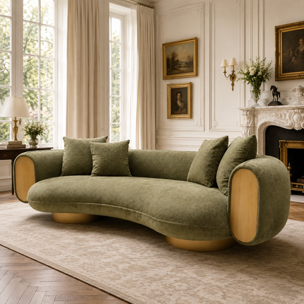 Verde Halo Sculptural Designer Sofa with Organic Curved Silhouette Customisable Luxury Statement Couch for Artistic Contemporary Interiors