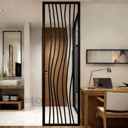 FLUEN Stainless Steel Vertical Flow Room Divider With Curved Line Design For Living Room Study Area And Modern Interior Spaces