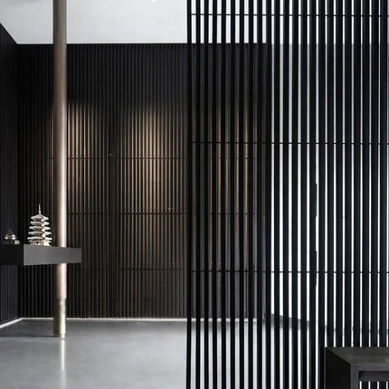 ZENRIX Vertical Slat Stainless Steel Room Divider Floor To Ceiling Partition For Living Room Dining Area And Open Layouts