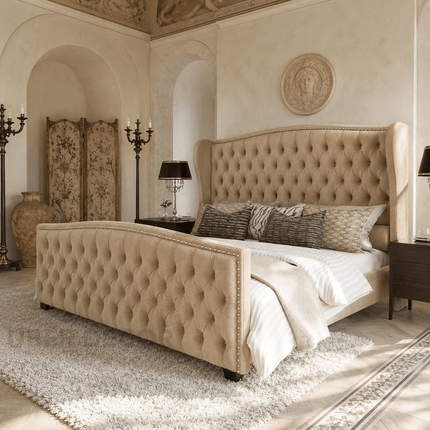 Serenabelle Wingback Bed – Heritage Tufted Luxury for Elegant Bedrooms