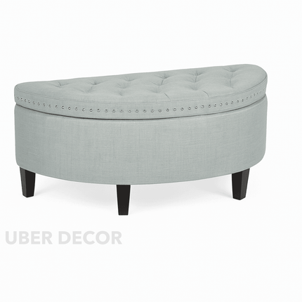 Darian Half Moon Storage Bench with Lift Top Lid – Modern Accent Organizer for Living Rooms, Bedrooms & Dressing Corners