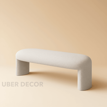 Wool Luxe Hallway Ottoman Bench| Boucle Dresser & Living Room Stool | Versatile Bedroom Makeup Bench
