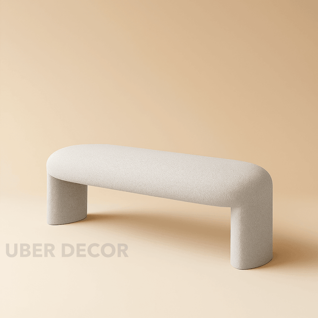 Wool Luxe Hallway Ottoman Bench| Boucle Dresser & Living Room Stool | Versatile Bedroom Makeup Bench