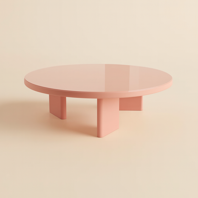 Potomac Coffee Table, Modern Round Minimalist Glossy Center Table with Three-Panel Base for Living Room