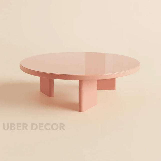 Potomac Modern Round Minimalist Glossy Center Table with Three-Panel Base for Living Room - Uber Decor