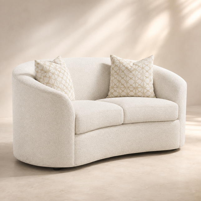 Elimi 65" Wabi-Sabi 2-Seater Curved Sofa – Japandi Organic Couch for Living Room or Lounge
