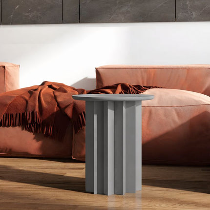 Pripet Modern Round Sculptural Minimalist Side Table with Pleated Column Base for Living Room