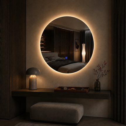 Pluma led mirror front-lit or backlit touch button frameless bathroom and vanity mirror