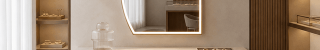 Mabel Asymmetrical LED Mirror – Frameless Wall Hanging Mirror with either Front or Back Lit for Vanity & Bathroom