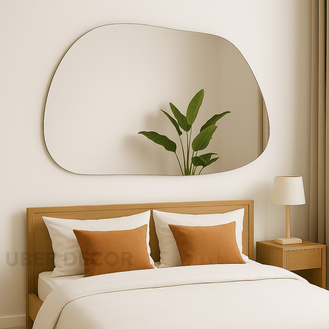 Irregular Charm Asymmetric Blob Shaped Irregular Frameless Wavy Mirror for Wall Decor, Bathroom or Living Room
