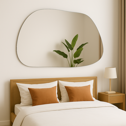 Irregular Charm Asymmetric Blob Shaped Irregular Frameless Wavy Mirror for Wall Decor, Bathroom or Living Room