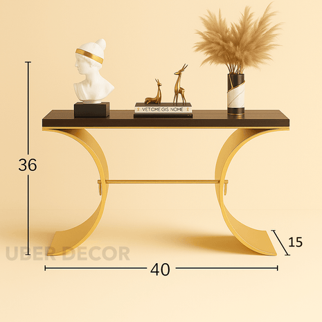 Celestique Curve Console Table – Custom Marble Top with Sculptural Crescent Base Mid‑Century Glam Entry Accent - Uber Decor