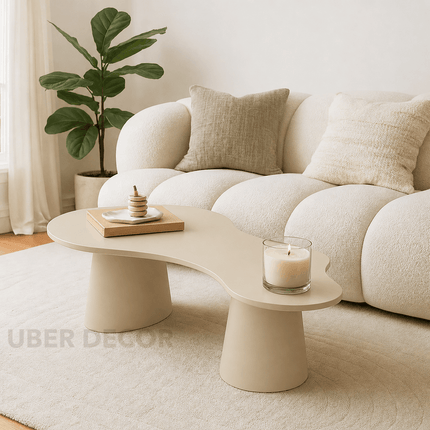 Vistula Mid Century Modern Japandi Coffee Table Scandinavian Freeform Center Table with Cylindrical Legs Custom Made for Living Room