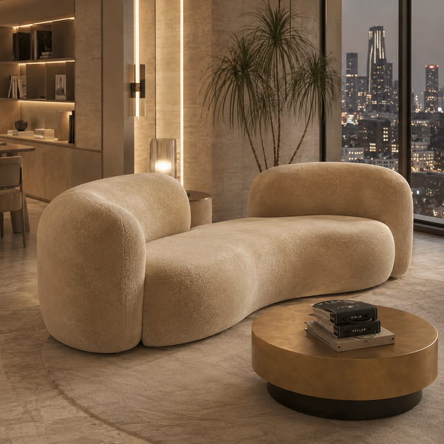 SkyHaven Cloud Lounge Sofa - Ultra-Soft Curved Couch for Minimalist Living Rooms