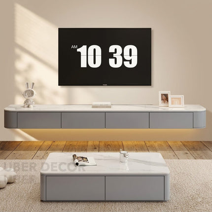 Zuno Float – Modern TV Cabinet, Wall-Mounted Minimal Console, Rounded Edge Design