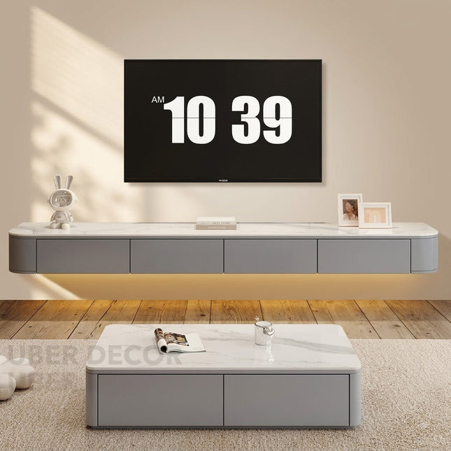 Zuno Float – Modern TV Cabinet, Wall-Mounted Minimal Console, Rounded Edge Design